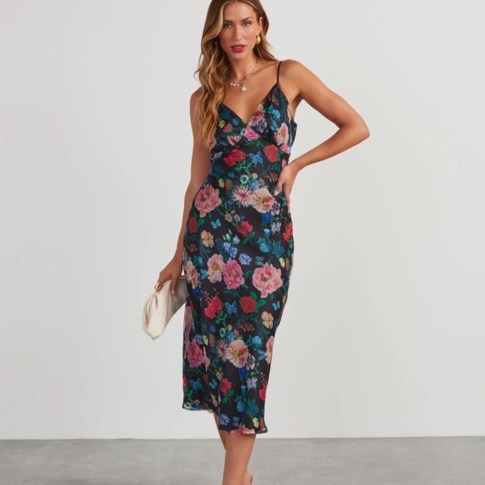 Vici Dolls Don't Go Yet Slip Floral Dress